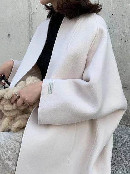 Manteau long d’hiver ouvert devant pour femme