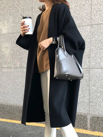 Manteau long d’hiver ouvert devant pour femme