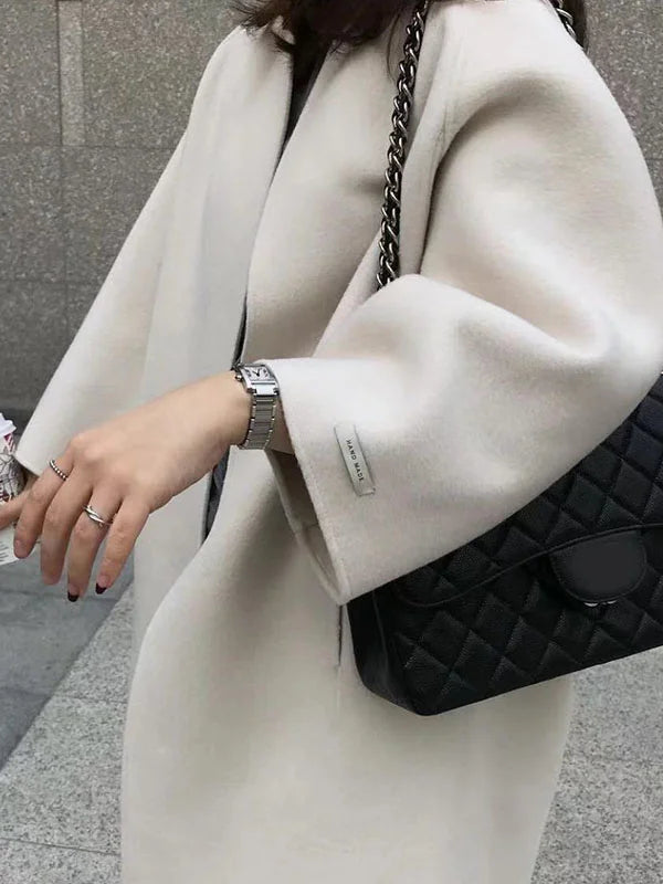 Manteau long d’hiver ouvert devant pour femme