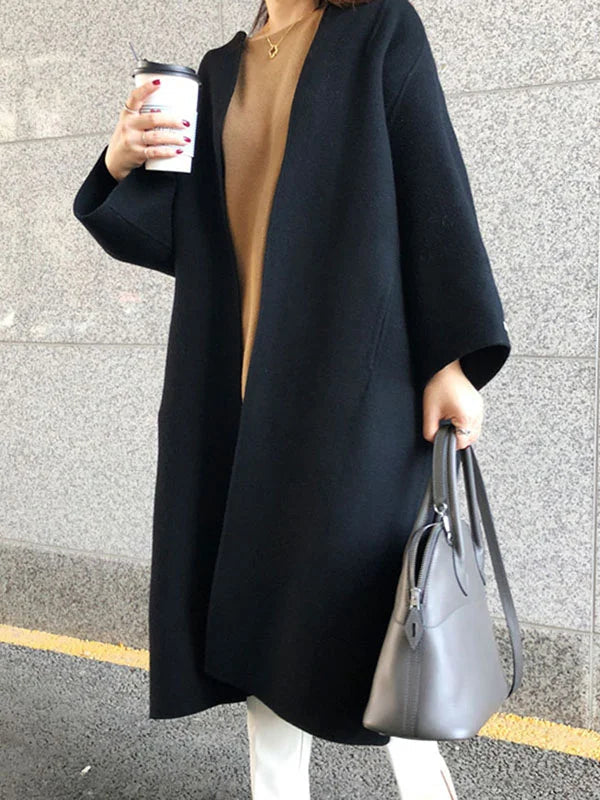 Manteau long d’hiver ouvert devant pour femme