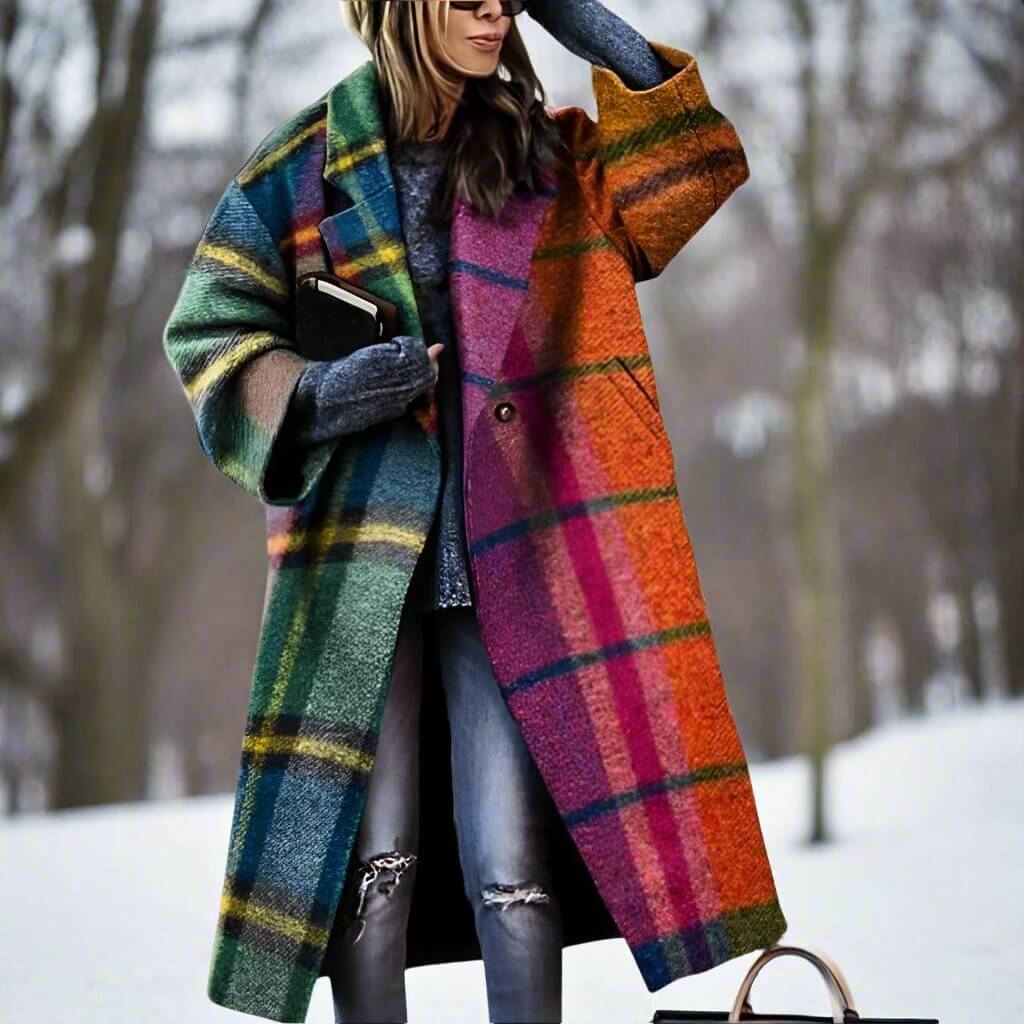Manteau long et chaud pour femme | manteau long aux couleurs envoûtantes