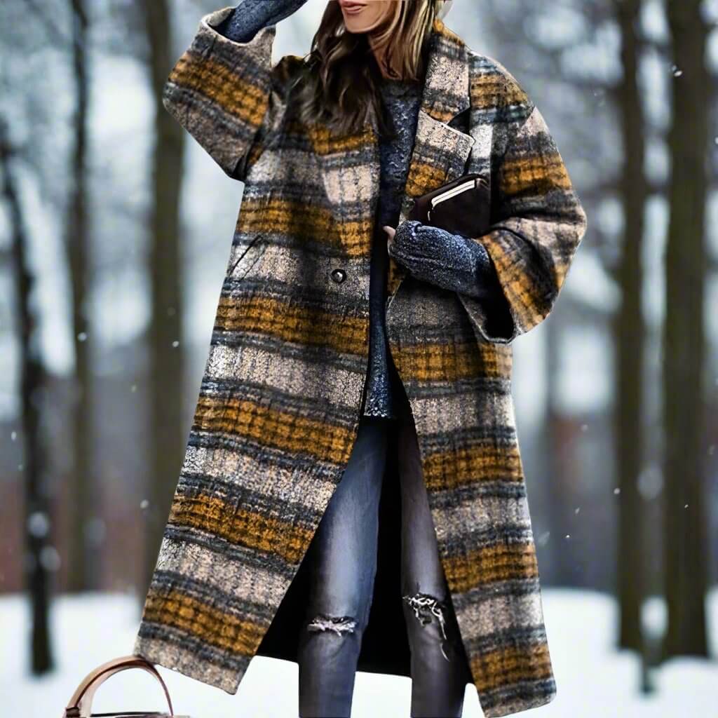 Manteau long et chaud pour femme | manteau long aux couleurs envoûtantes