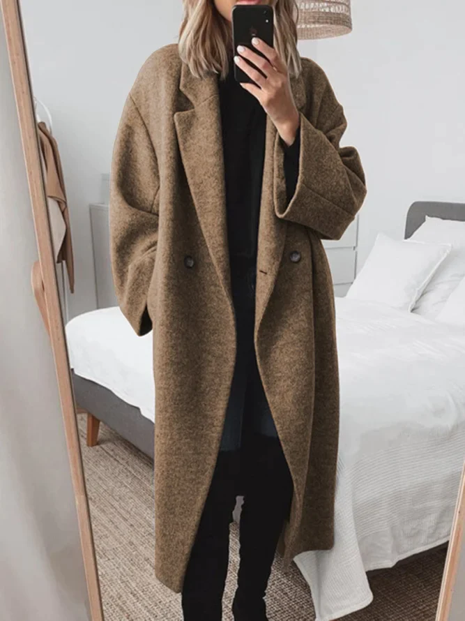 Manteau long oversize à double boutonnage pour femme