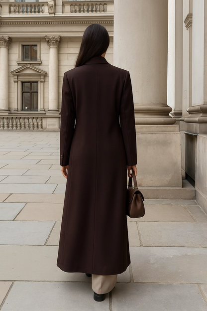 Manteau long oversize à double boutonnage pour femme