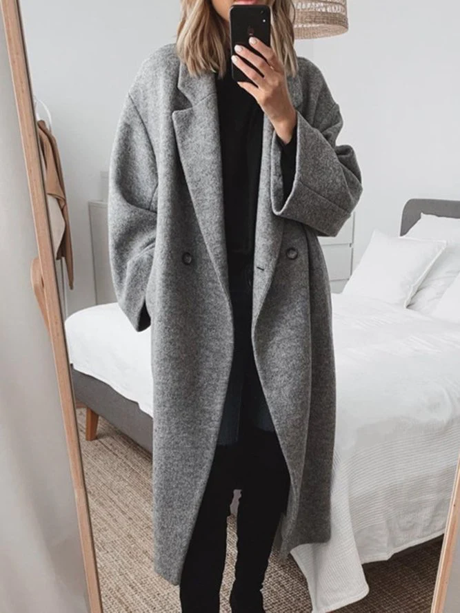 Manteau long oversize à double boutonnage pour femme