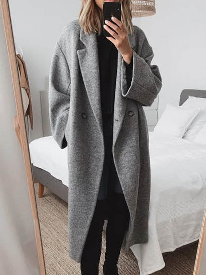 Manteau long oversize à double boutonnage pour femme