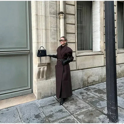 Manteau long oversize à double boutonnage pour femme