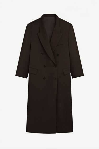 Manteau long oversize à double boutonnage pour femme