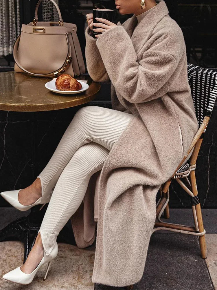 Manteau long oversize d'hiver élégant pour femme