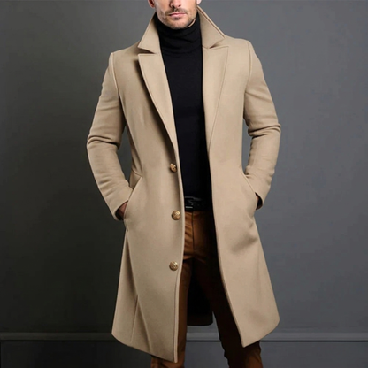 Manteau long pour homme à revers crantés
