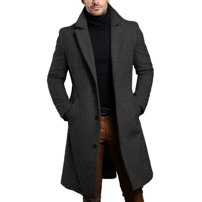 Manteau long pour homme à revers crantés