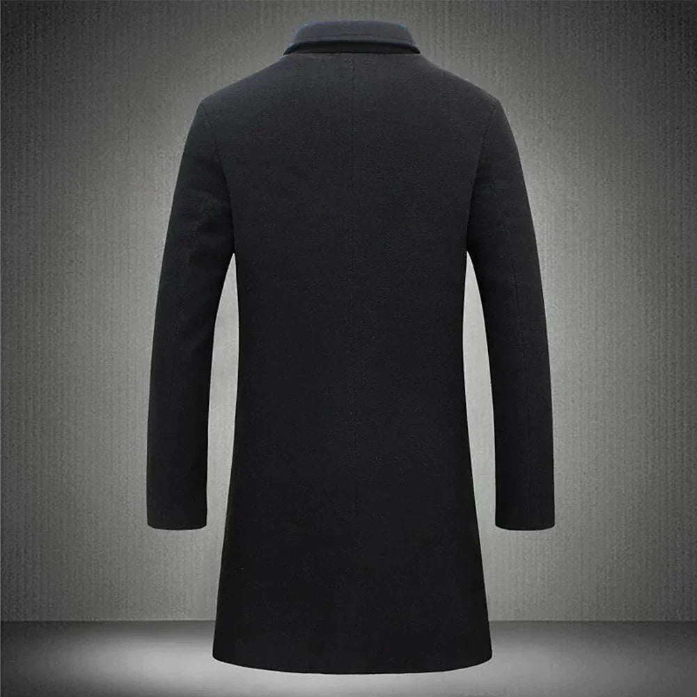 Manteau long pour homme à revers crantés