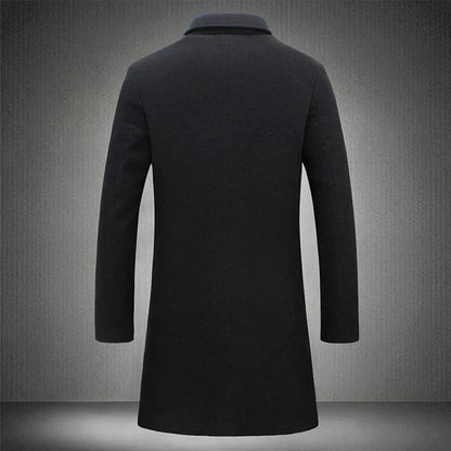 Manteau long pour homme à revers crantés