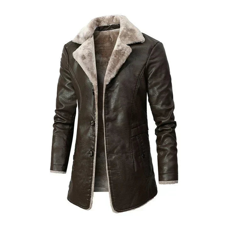 Manteau mi-long à col en sherpa pour homme