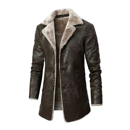 Manteau mi-long à col en sherpa pour homme