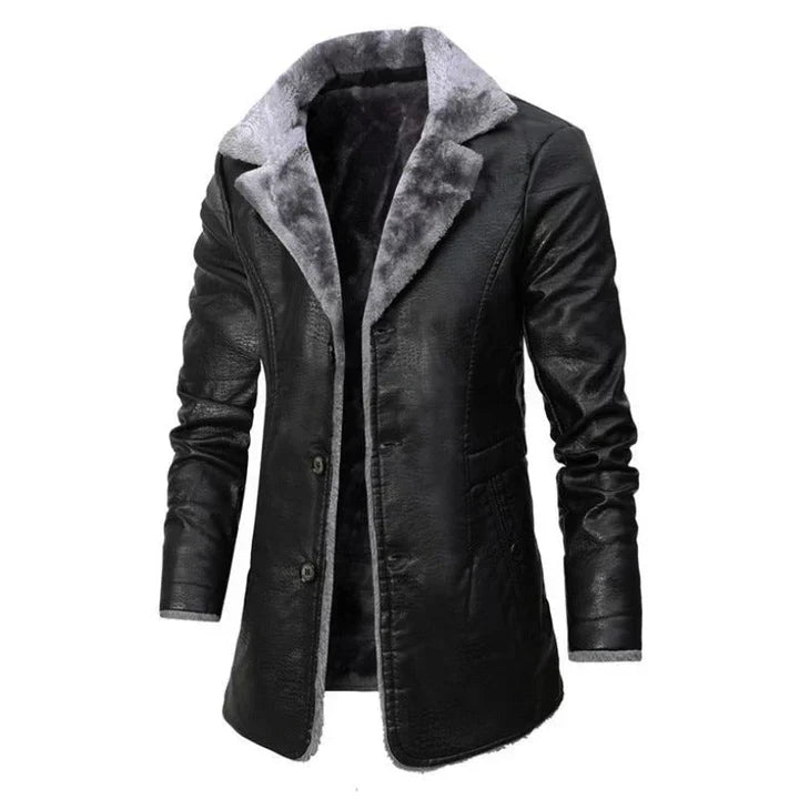 Manteau mi-long à col en sherpa pour homme