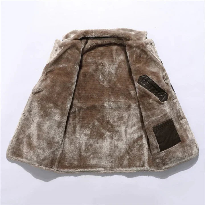 Manteau mi-long à col en sherpa pour homme