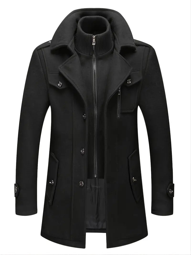 Manteau militaire à double boutonnage pour homme
