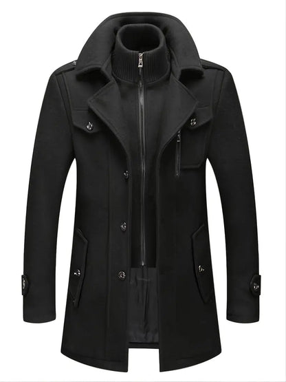 Manteau militaire à double boutonnage pour homme