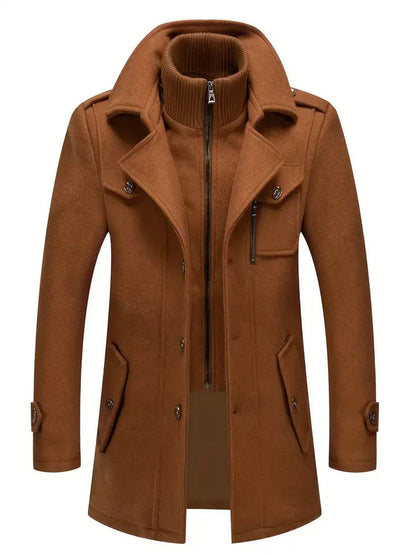 Manteau militaire à double boutonnage pour homme