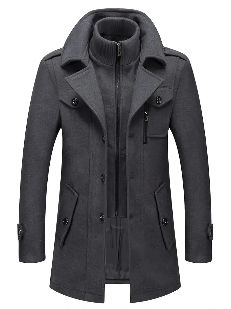 Manteau militaire à double boutonnage pour homme