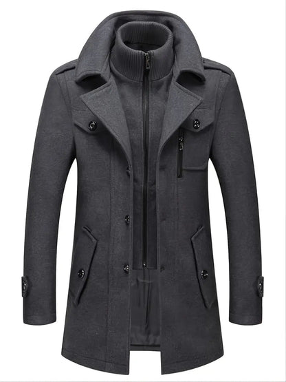 Manteau militaire à double boutonnage pour homme
