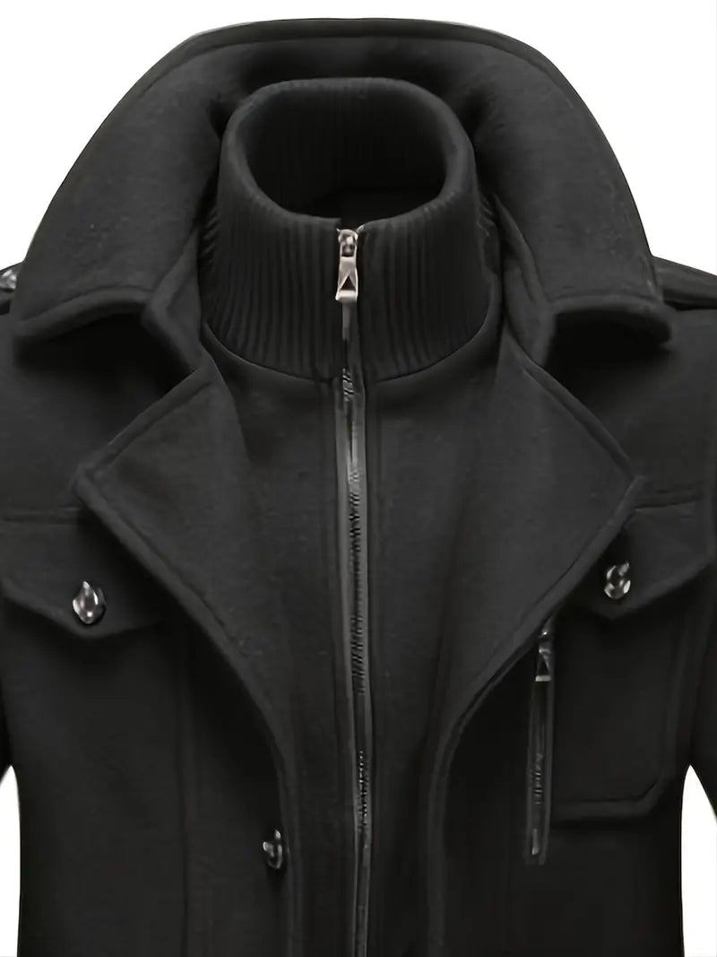 Manteau militaire à double boutonnage pour homme