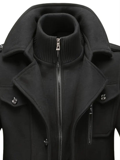 Manteau militaire à double boutonnage pour homme