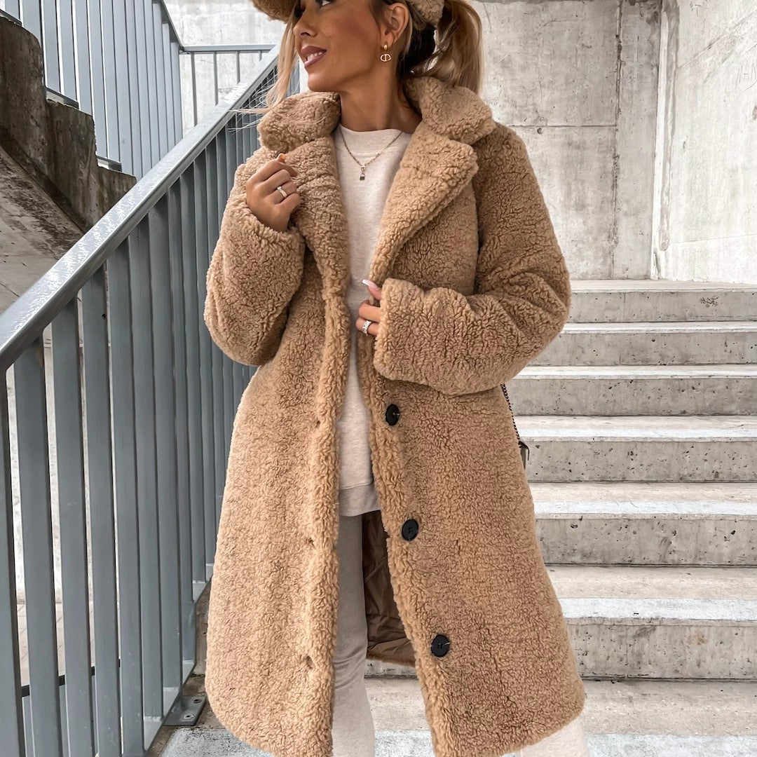 Manteau teddy long oversize pour femme