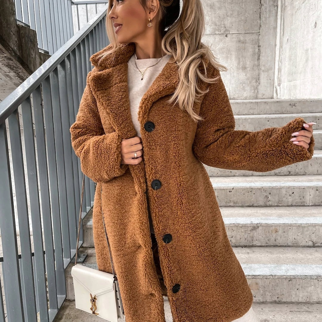 Manteau teddy long oversize pour femme
