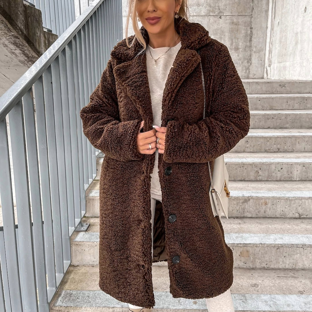 Manteau teddy long oversize pour femme