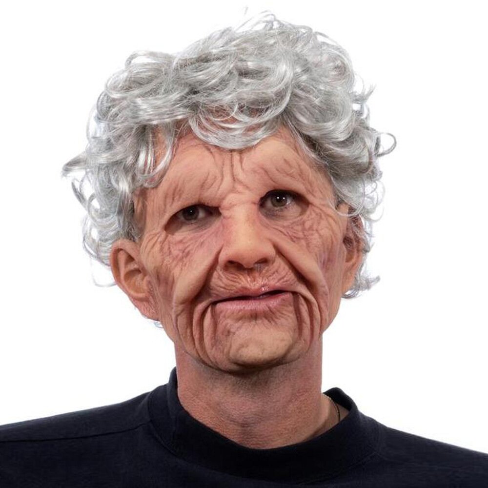 Masque de vieil homme effrayant – masque d’Halloween réaliste en latex pour adultes