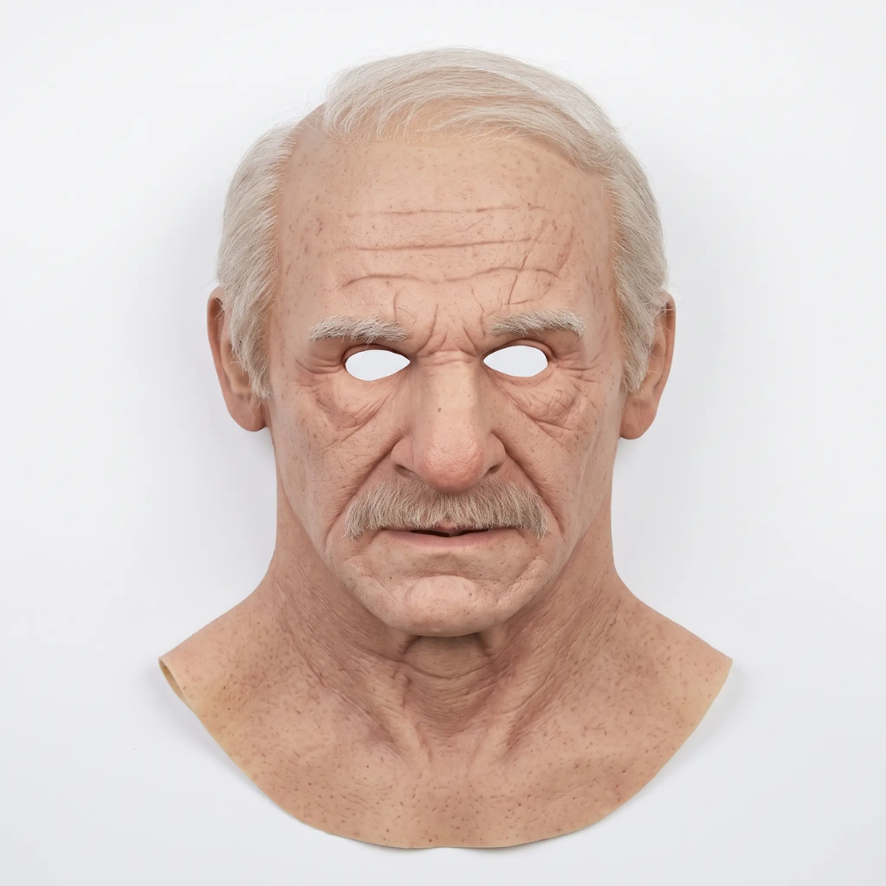 Masque de vieil homme effrayant – masque d'Halloween réaliste en latex pour adultes