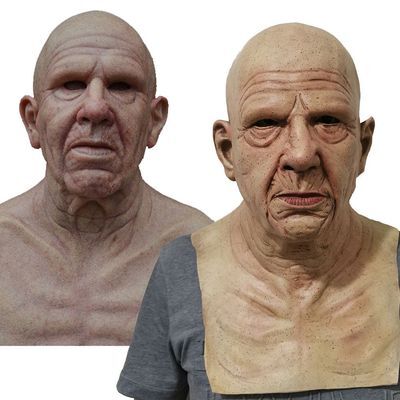 Masque de vieil homme effrayant – masque d’Halloween réaliste en latex pour adultes
