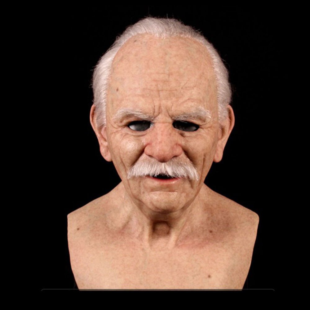 Masque de vieil homme effrayant – masque d’Halloween réaliste en latex pour adultes