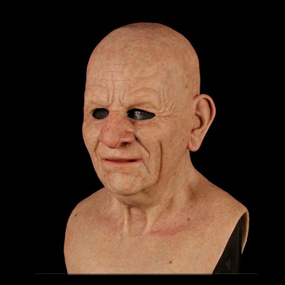 Masque de vieil homme effrayant – masque d’Halloween réaliste en latex pour adultes