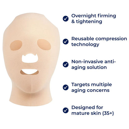 Masque lifting anti-rides pour le visage – compression réutilisable – ajustement ergonomique et doux – raffermissant et tenseur pendant la nuit pour peau mature