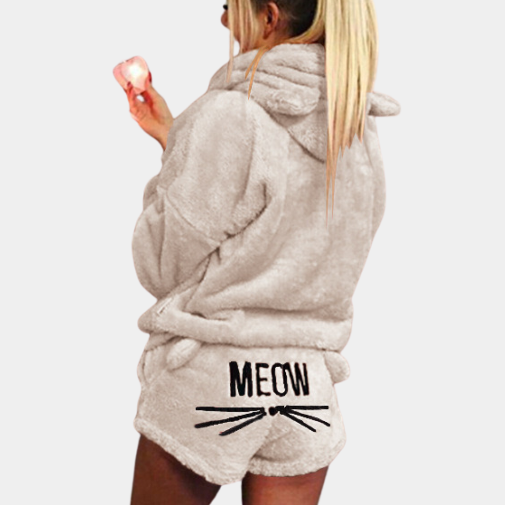 Meow - ensemble pyjama d’intérieur en polaire ultra confortable à motif chat