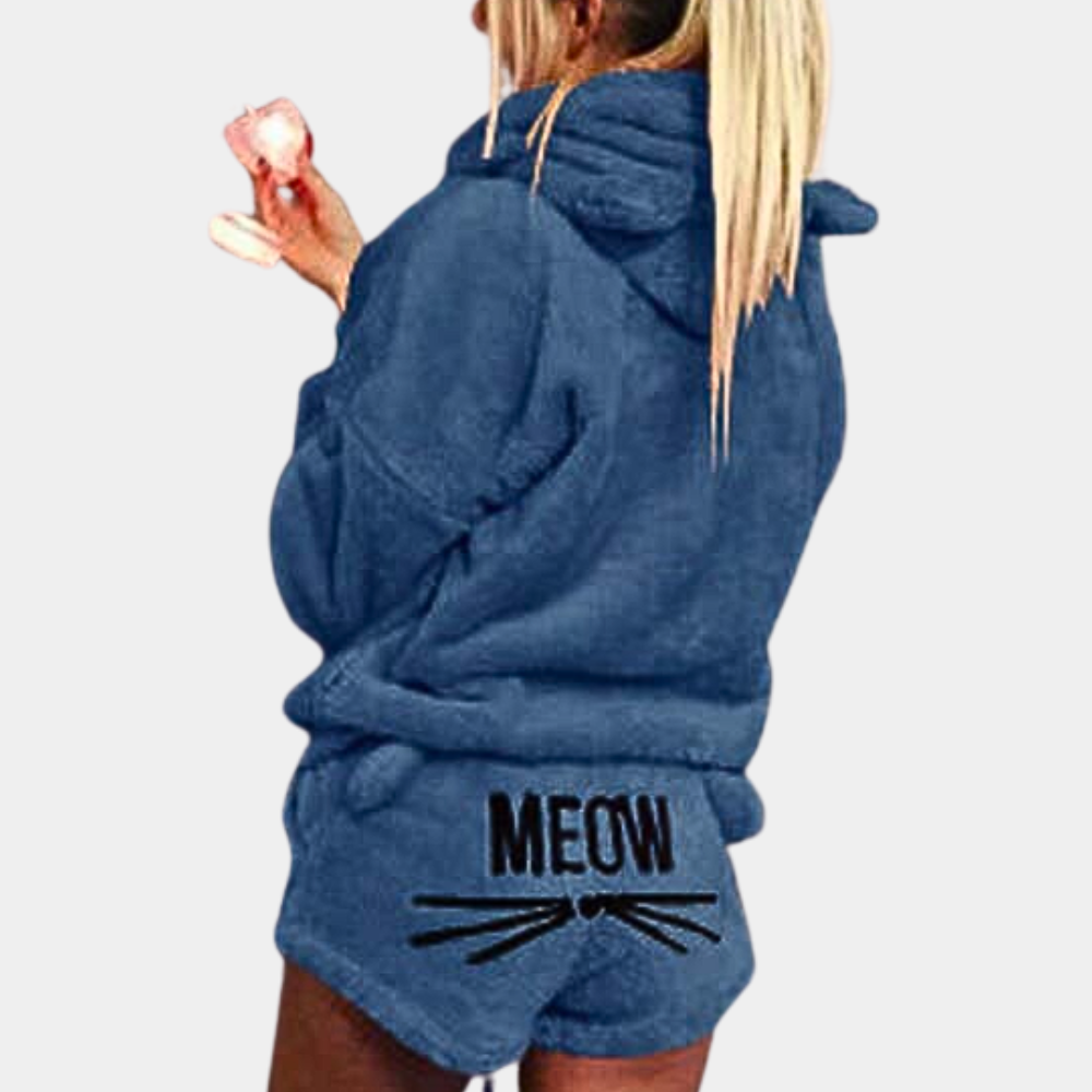 Meow - ensemble pyjama d’intérieur en polaire ultra confortable à motif chat
