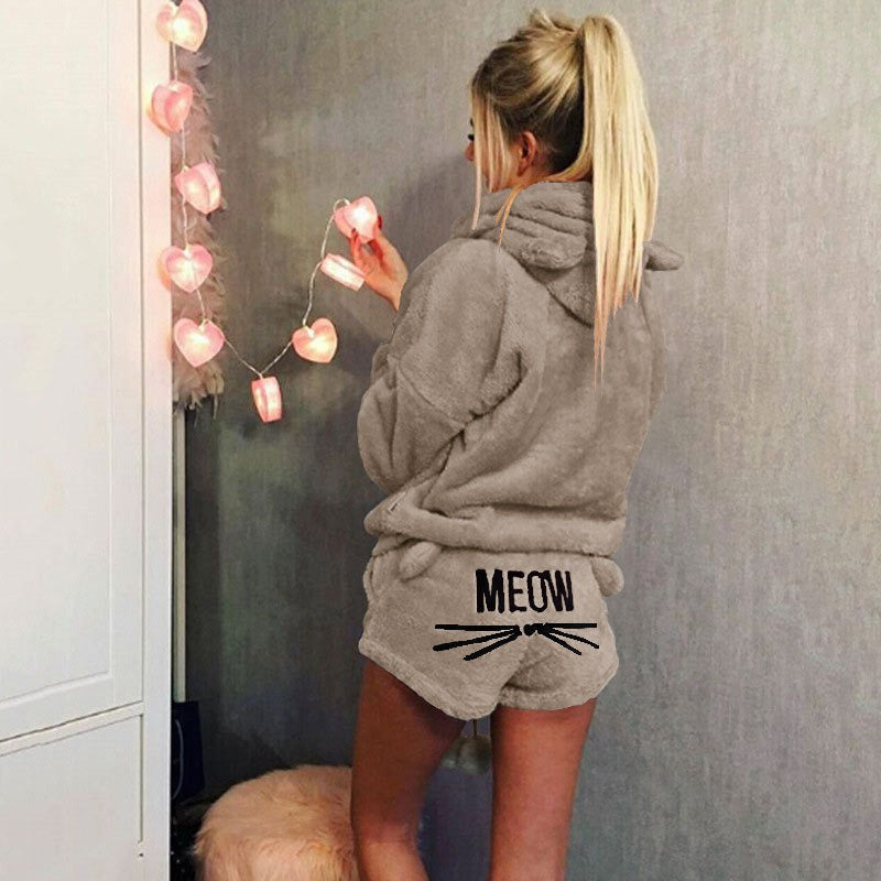 Meow - ensemble pyjama d’intérieur en polaire ultra confortable à motif chat