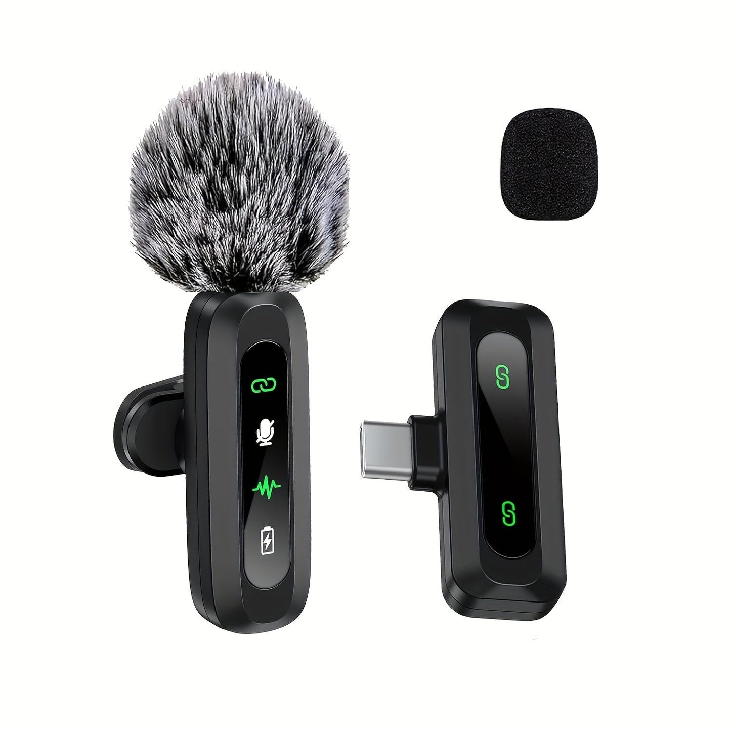 Micro-cravate sans fil USB-C pour podcasts et vlogs – format compact avec bonnette anti-vent intégrée