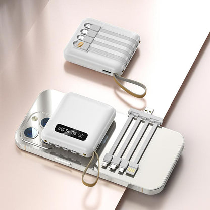 Mini batterie externe 20 000 mAh à charge rapide avec câbles intégrés