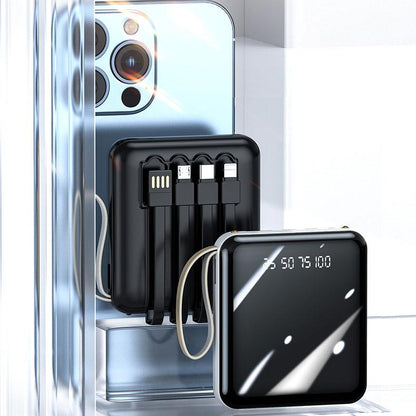 Mini batterie externe 20 000 mAh à charge rapide avec câbles intégrés