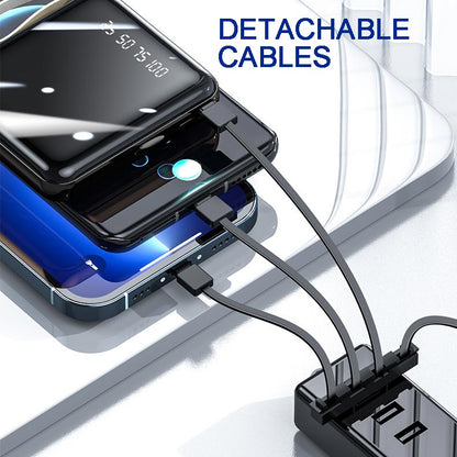 Mini batterie externe 20 000 mAh à charge rapide avec câbles intégrés