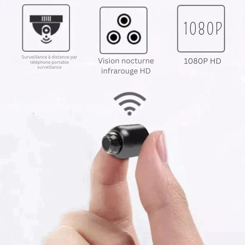 Mini caméra de sécurité Wi‑Fi avec alertes en temps réel et vision nocturne