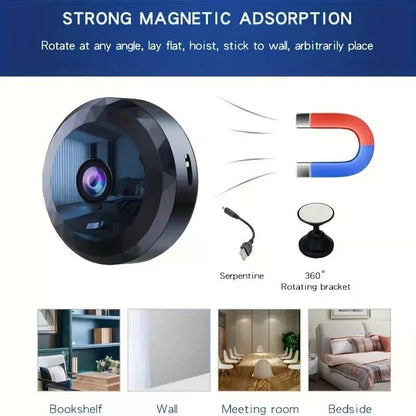 Mini caméra Wi‑Fi: HD 1080p, vision nocturne, détection de mouvement