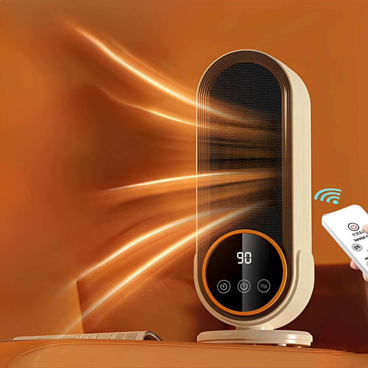 Mini chauffage d’appoint en céramique compact avec télécommande