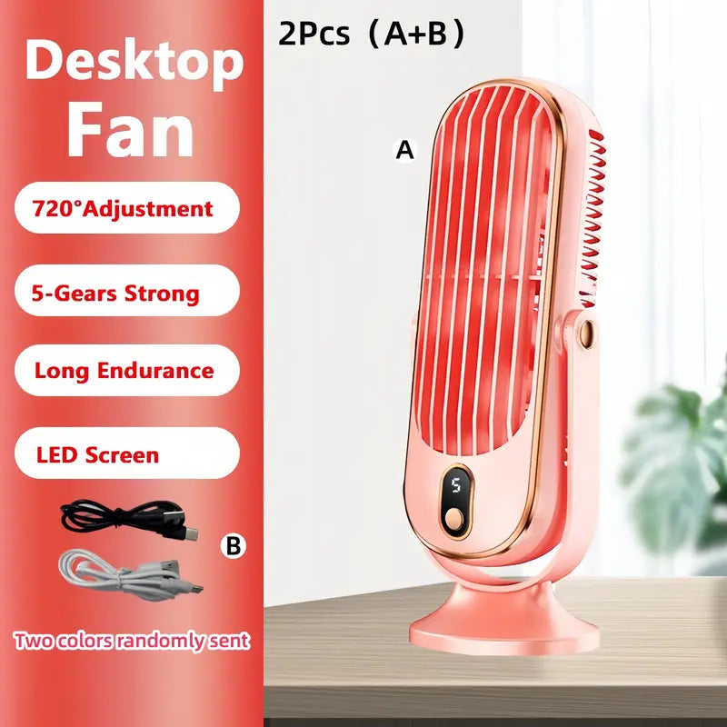 Mini climatiseur portable avec recharge USB – 5 vitesses et rotation à 720°