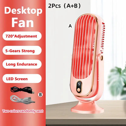 Mini climatiseur portable avec recharge USB – 5 vitesses et rotation à 720°