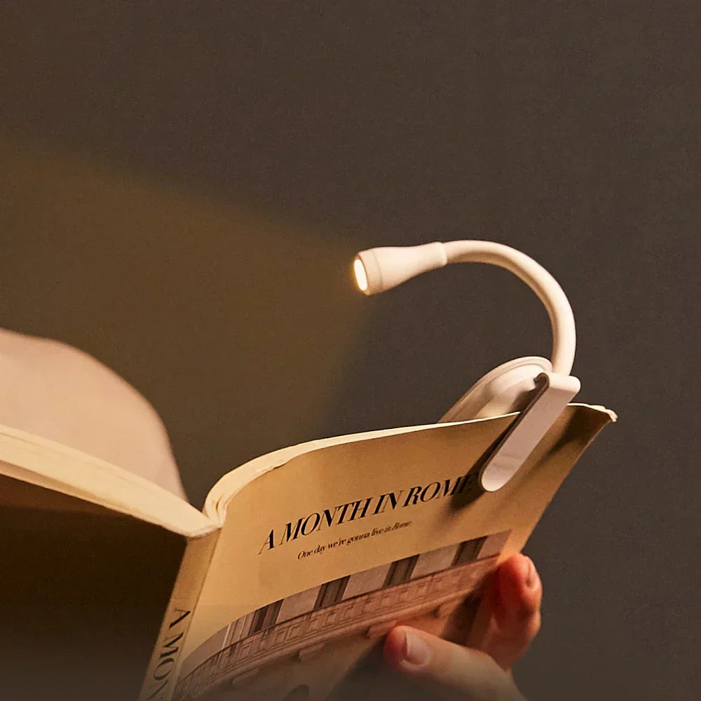 Mini lampe de lecture – veilleuse portable à pince, recharge USB, LED à intensité réglable pour la chambre, protection des yeux et camping – lampe de livre à pince rotative 360°